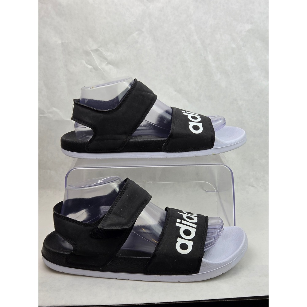 Adidas Adilette Sandal Black White Womens 8 Adjustable Slide Sporty Athleisure